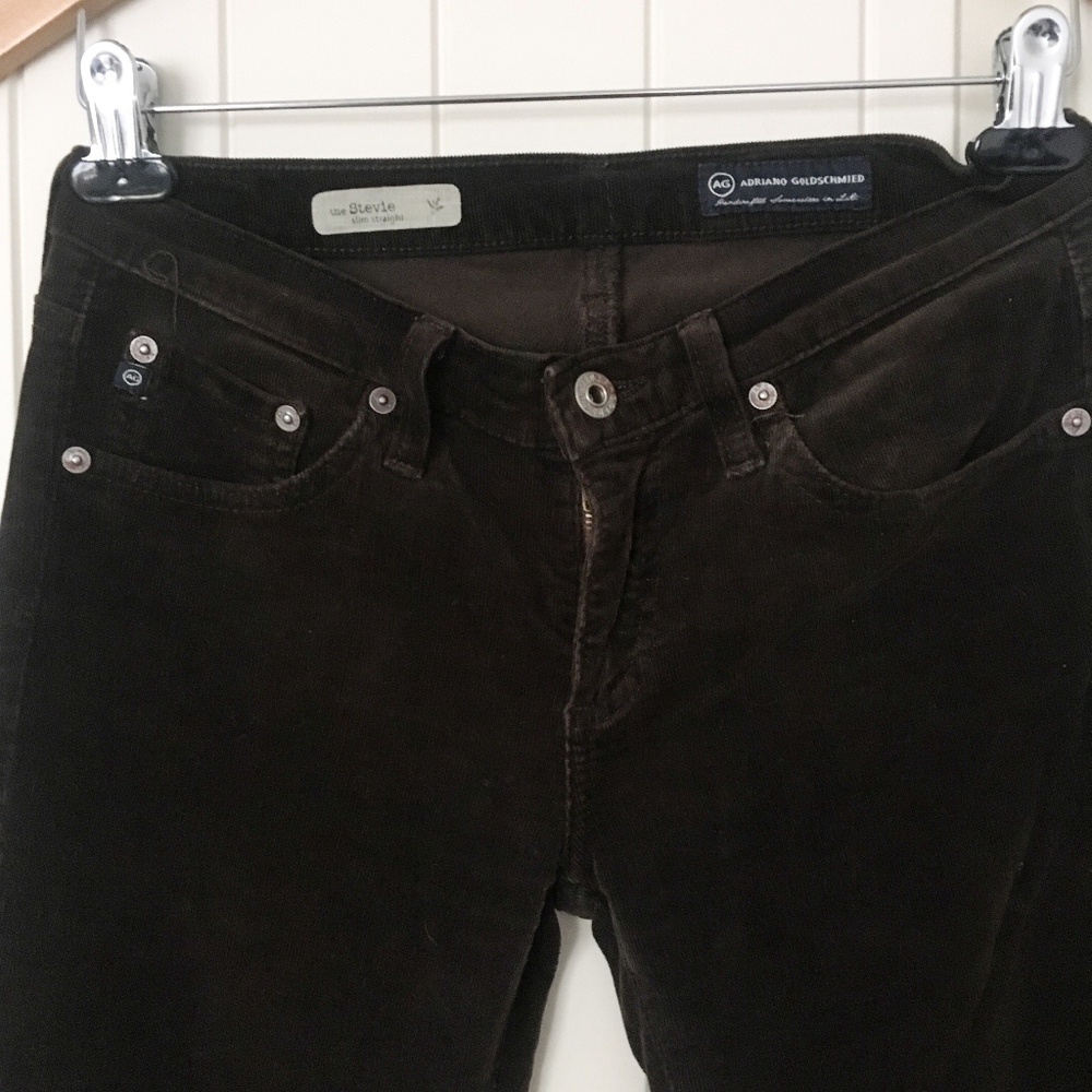 AG Stevie Slim Straight Corduroy Chocolate Brown
